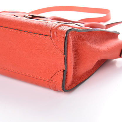 Celine Drummed Calfskin Nano Luggage Vermillion 16 of 16