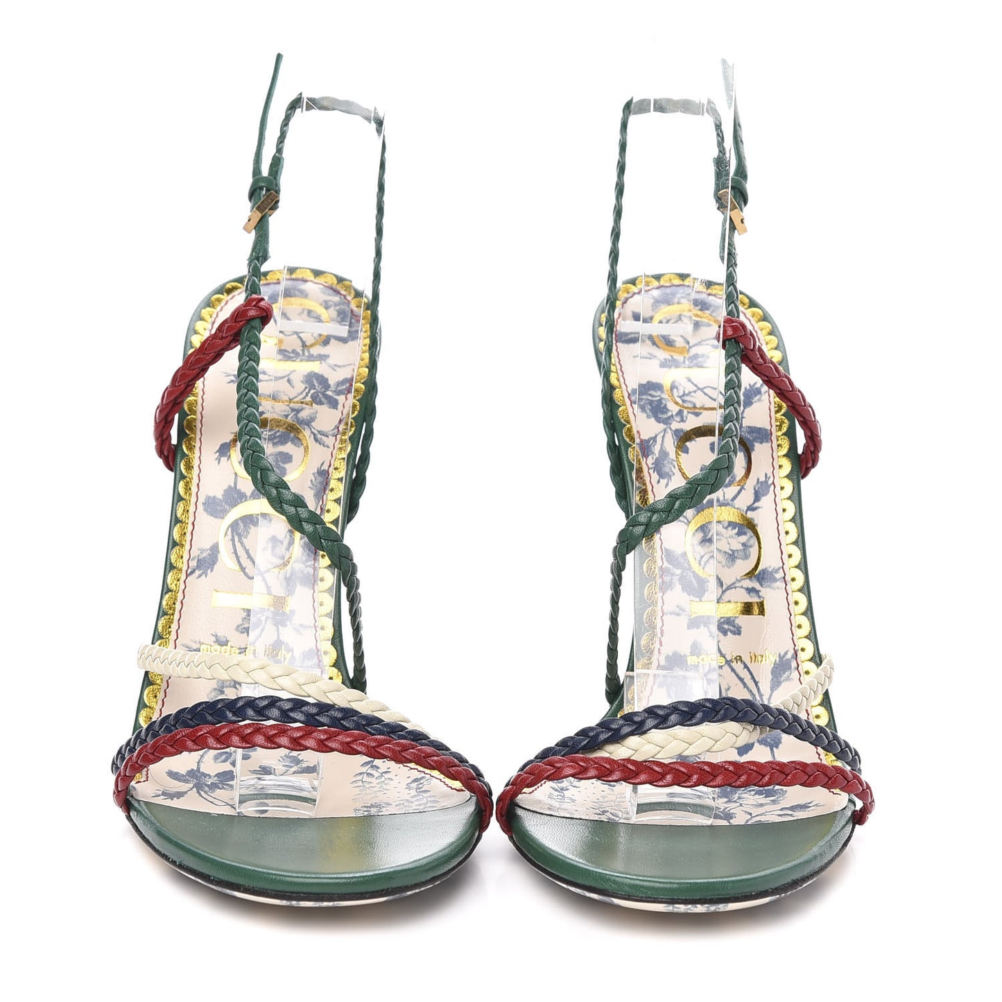 Malaga Kid Braided Haines High Heel Sandals 37 Emerald