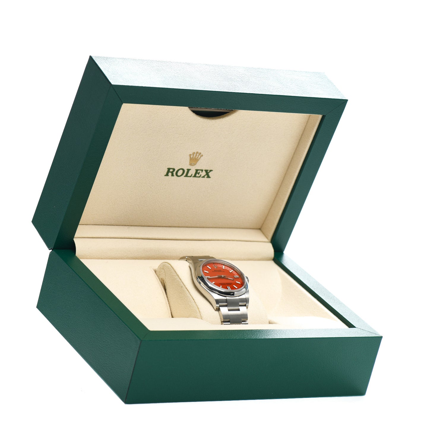 Stainless Steel 36mm Oyster Perpetual Watch Coral Red 126000
