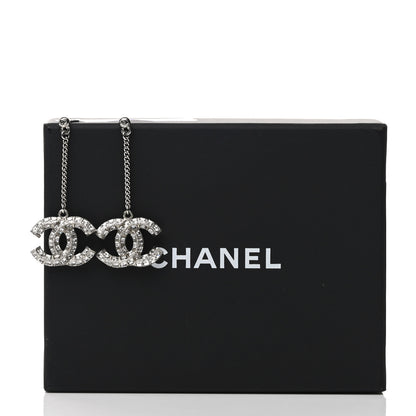 Chanel Baguette Crystal CC Drop Earrings Silver 4 of 4