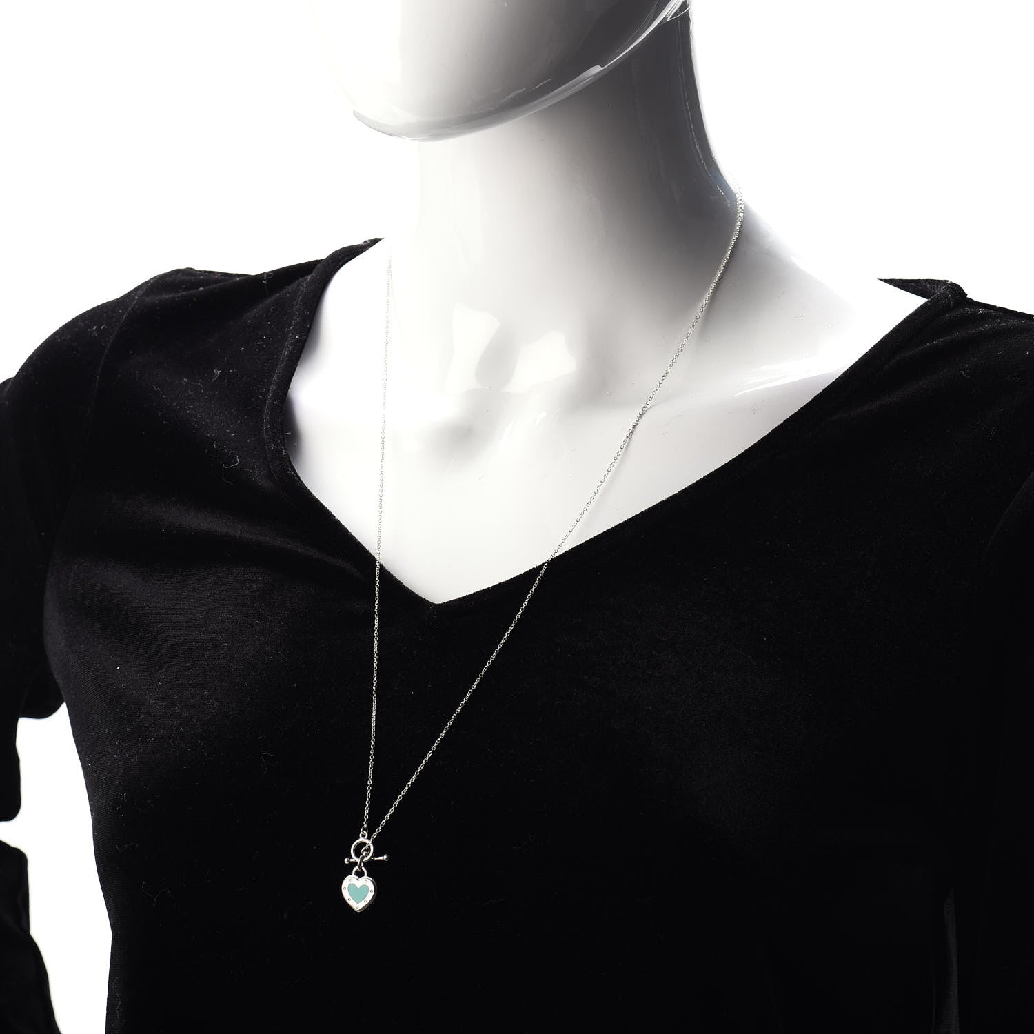 Tiffany Sterling Silver Enamel Return to Tiffany Love Heart Necklace Blue 2 of 5
