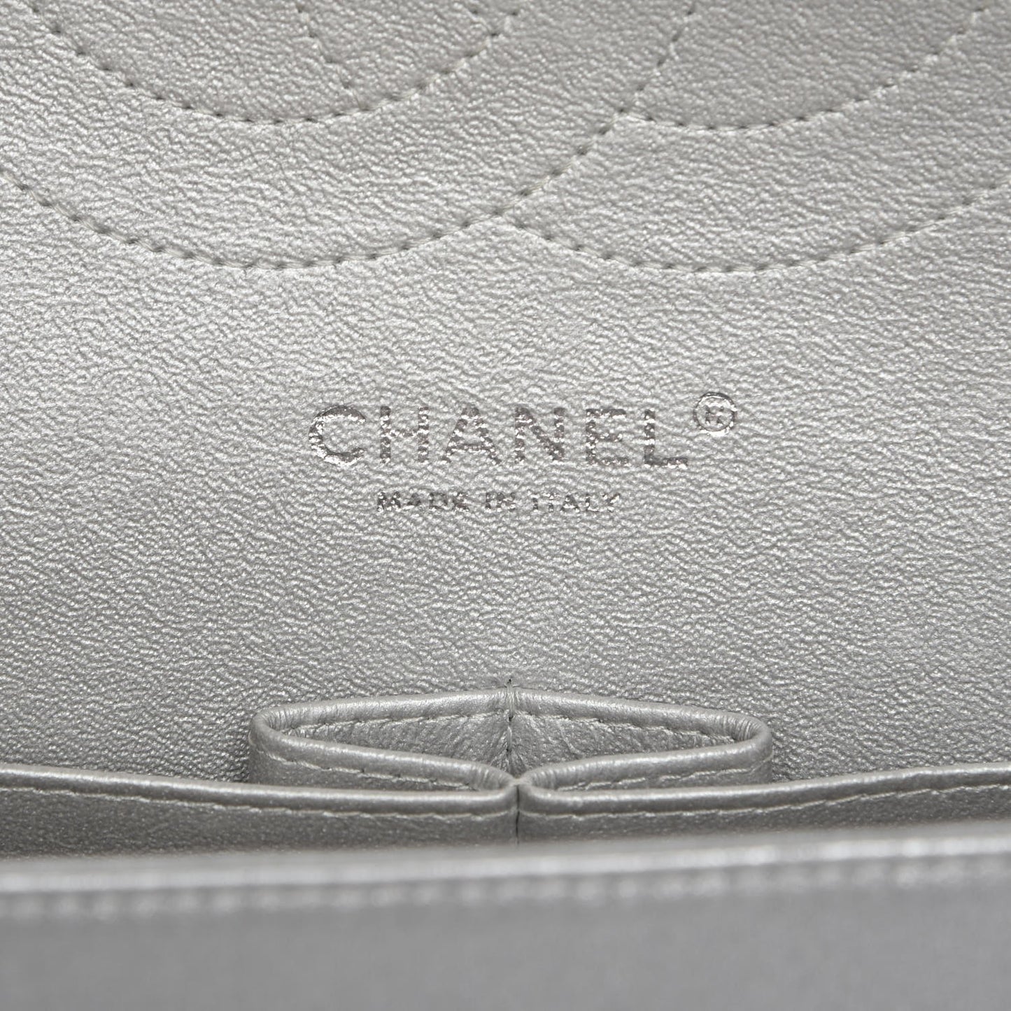 Metallic Perforated Lambskin Quilted Jumbo Double Flap Light Silver