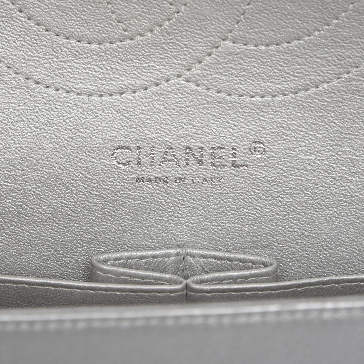 Chanel Metallic Perforated Lambskin Quilted Jumbo Double Flap Light Silver 7 of 10
