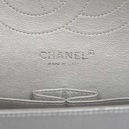 Chanel Metallic Perforated Lambskin Quilted Jumbo Double Flap Light Silver 7 of 10