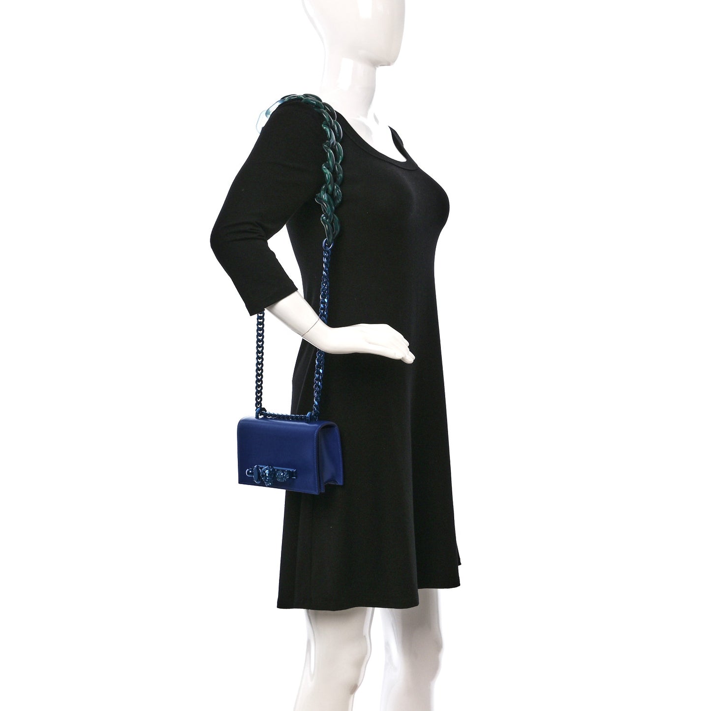 Calfskin Mini Jeweled Knuckle Satchel Royal Blue