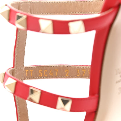 Valentino Garavani Calfskin Rockstud 60mm Caged Slide Sandals 37.5 Rosso Valentino 8 of 9