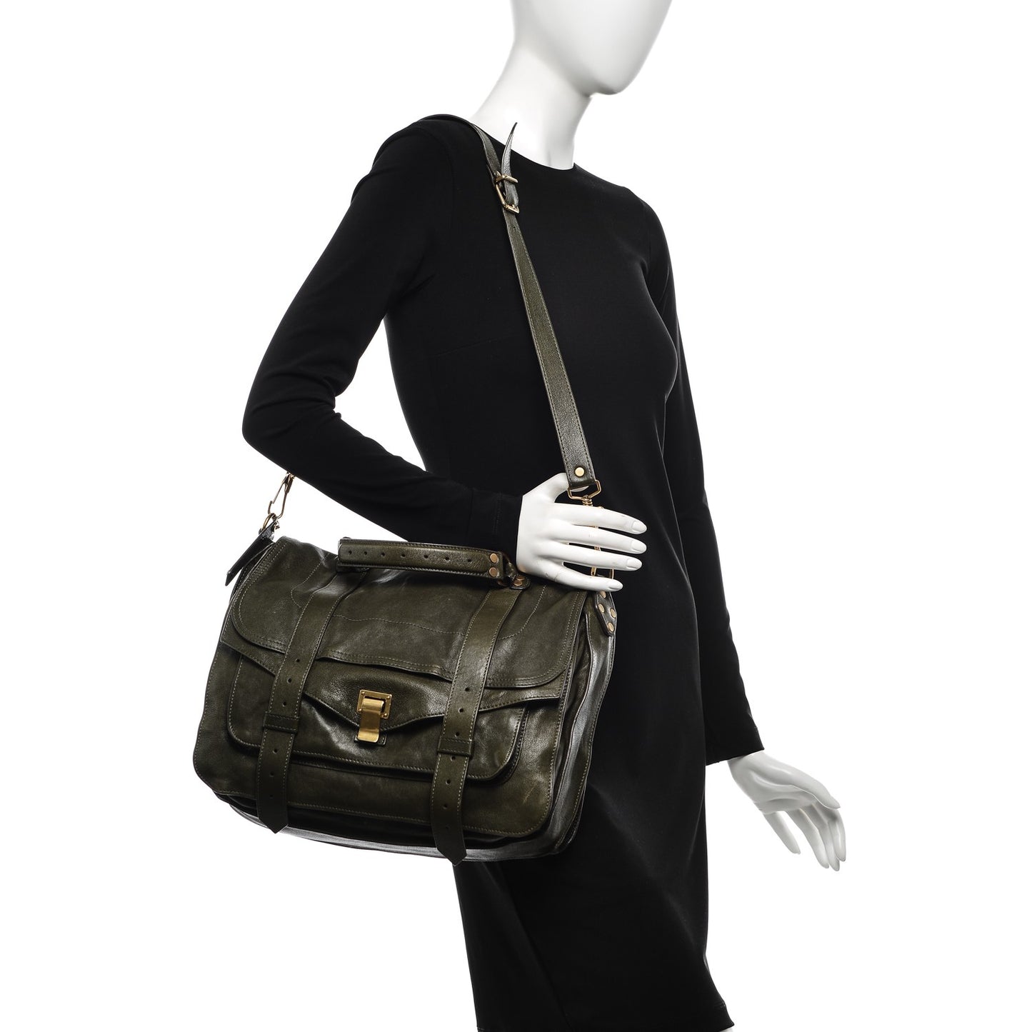 Lambskin PS1 Large Satchel Military