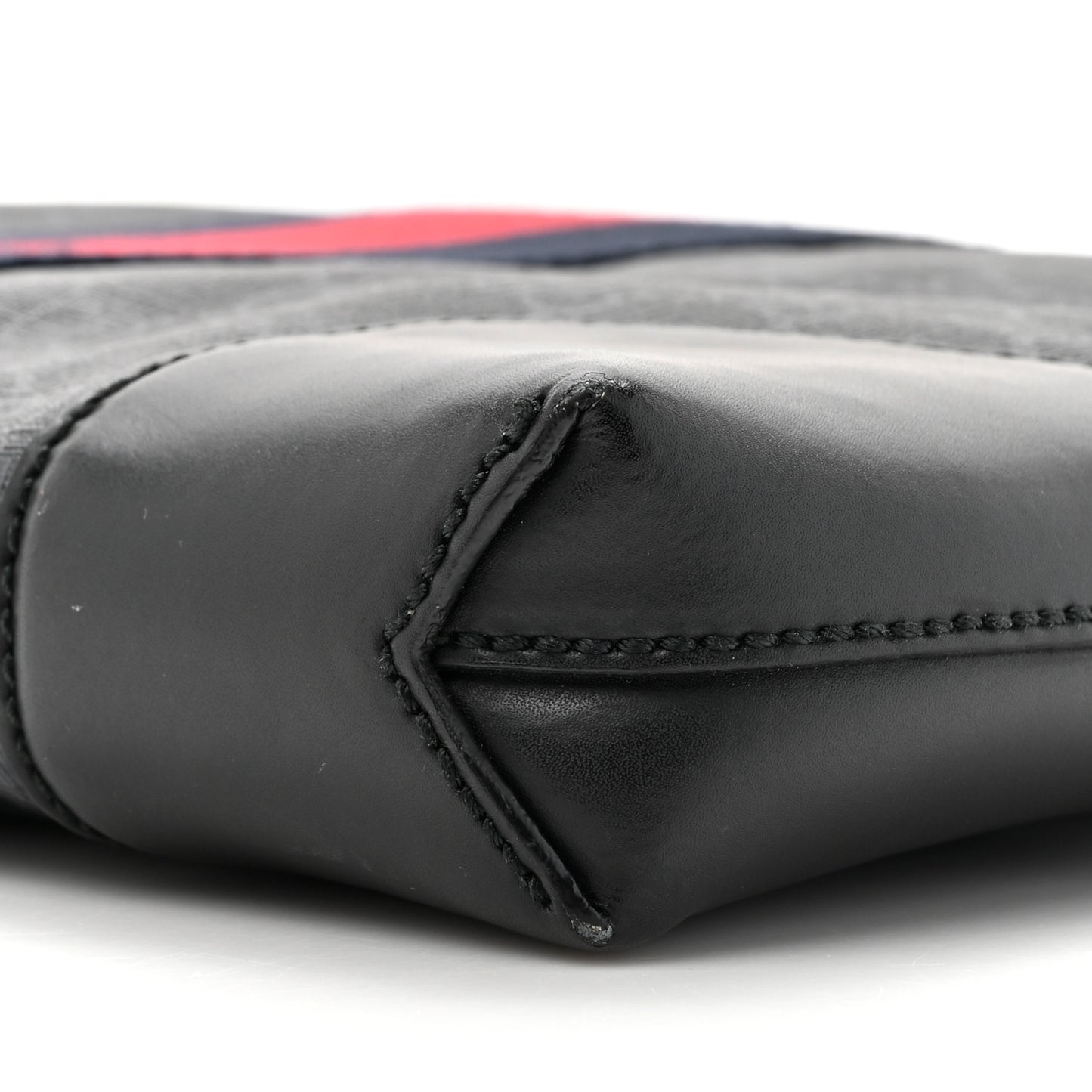 Soft GG Supreme Monogram Appia Calfskin Web East West Messenger Bag Black Grey