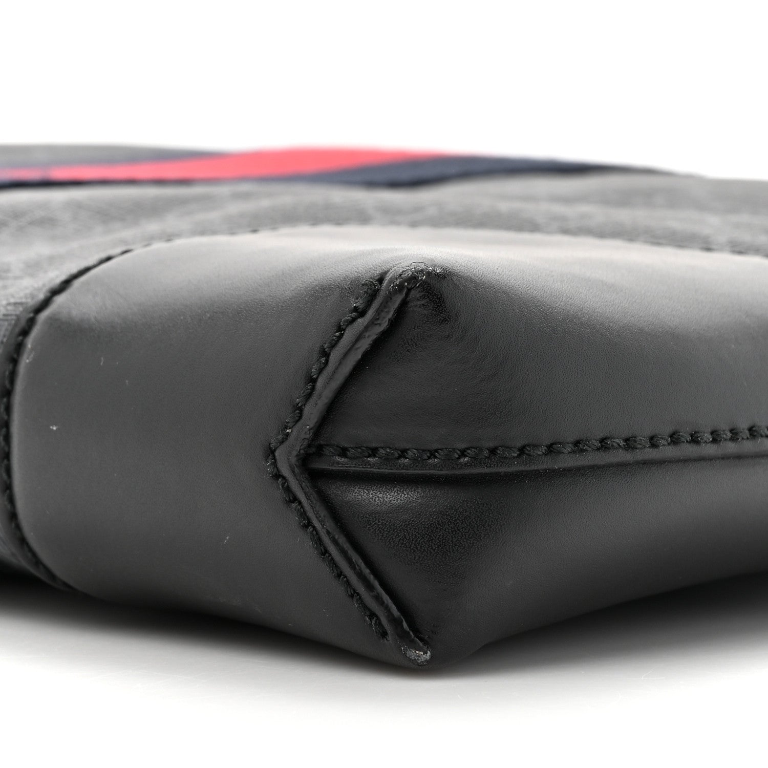 Gucci Soft GG Supreme Monogram Appia Calfskin Web East West Messenger Bag Black Grey 9 of 18