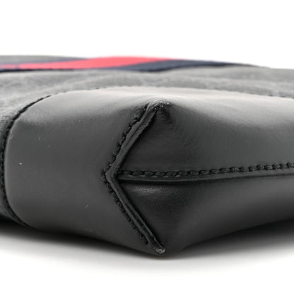 Gucci Soft GG Supreme Monogram Appia Calfskin Web East West Messenger Bag Black Grey 9 of 18