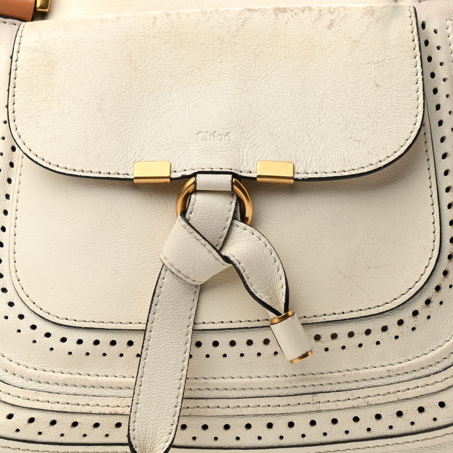 Calfskin Perforated Medium Marcie Animation Satchel Porcelain