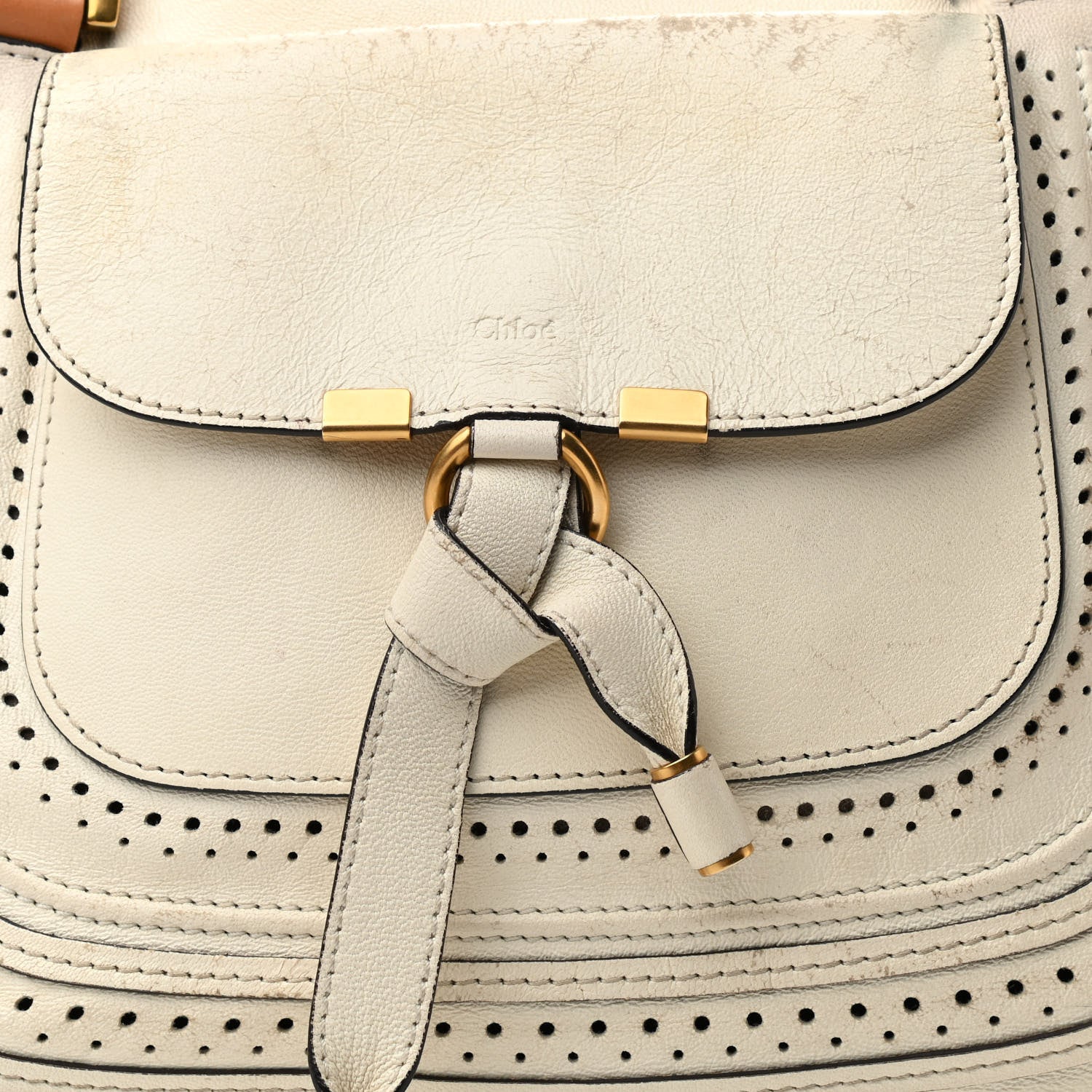 Chloe Calfskin Perforated Medium Marcie Animation Satchel Porcelain 8 of 17