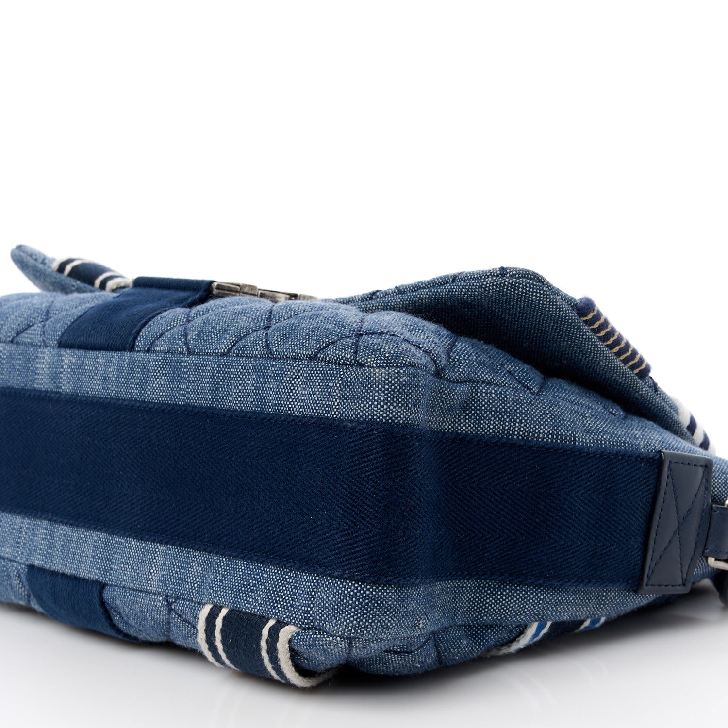 Chanel Denim Quilted Airlines Buckle Messenger Bag Blue 10 of 11