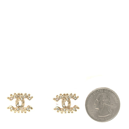 Chanel Crystal CC Earrings Gold 2 of 4
