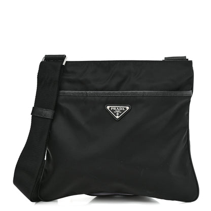 Prada Tessuto Nylon Saffiano Flat Messenger Bag Black 1 of 10