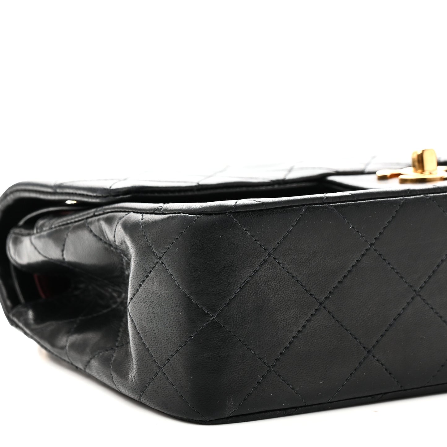 Lambskin Quilted Small Double Flap Black