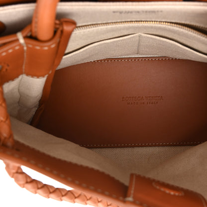 Bottega Veneta Washed Canvas Calfskin Small Andiamo Shoulder Bag Natural Light Wood 5 of 17