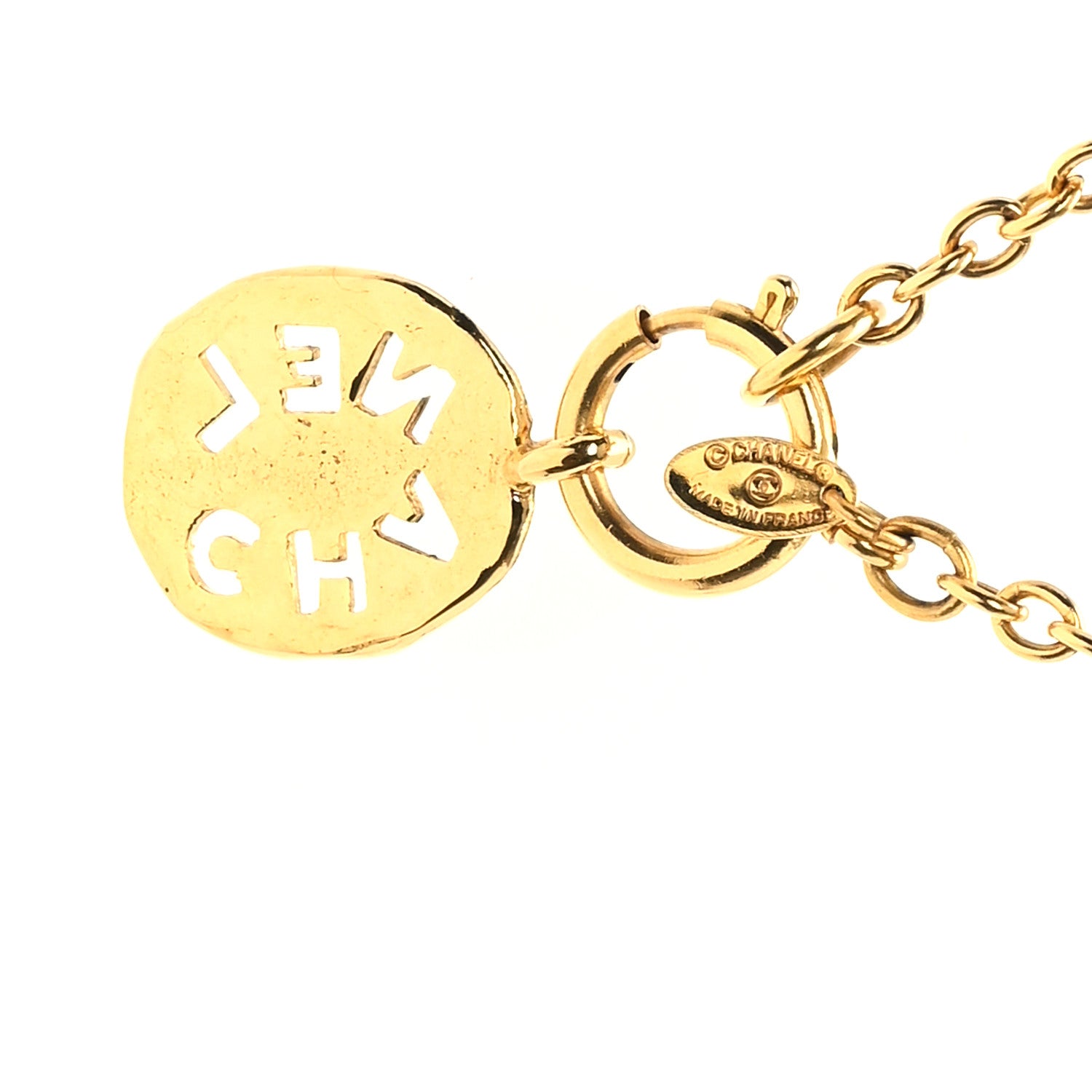 Chanel Logo Cut Out Chain Choker Necklace Gold 4 of 5