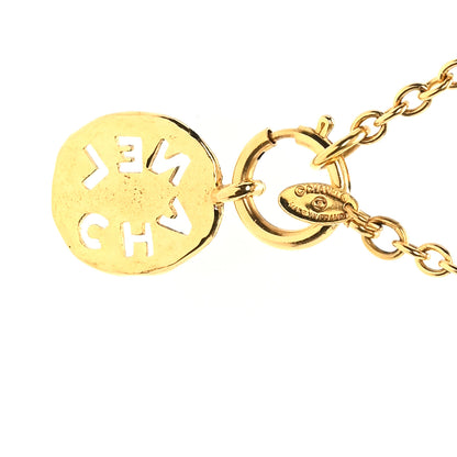 Chanel Logo Cut Out Chain Choker Necklace Gold 4 of 5