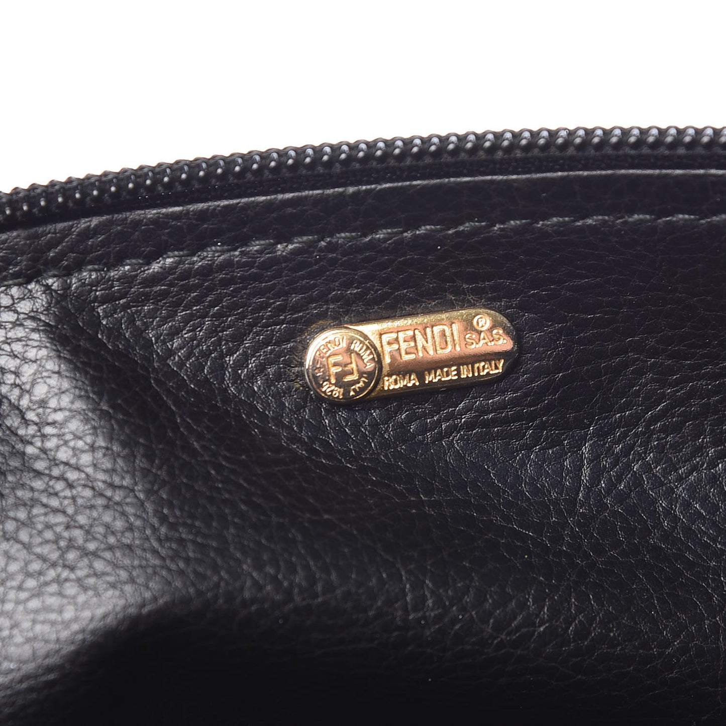 Calfskin FF Embossed Pouch Black