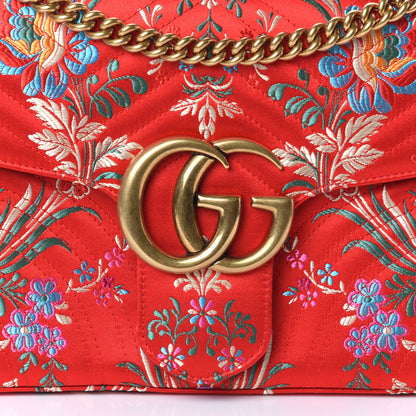 Gucci Jacquard Matelasse Floral Medium GG Marmont Shoulder Bag Red 7 of 9