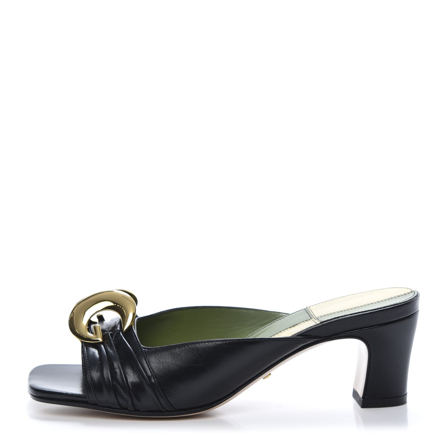 Malaga Kid Half Moon GG Square Toe Slide Sandals 35.5 Black