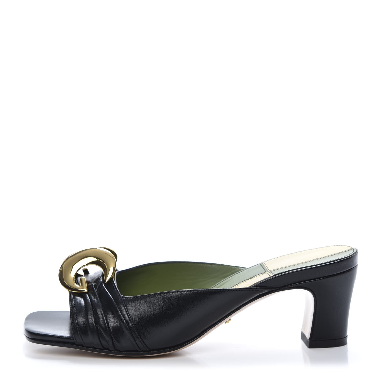 Gucci Malaga Kid Half Moon GG Square Toe Slide Sandals 35.5 Black 1 of 9
