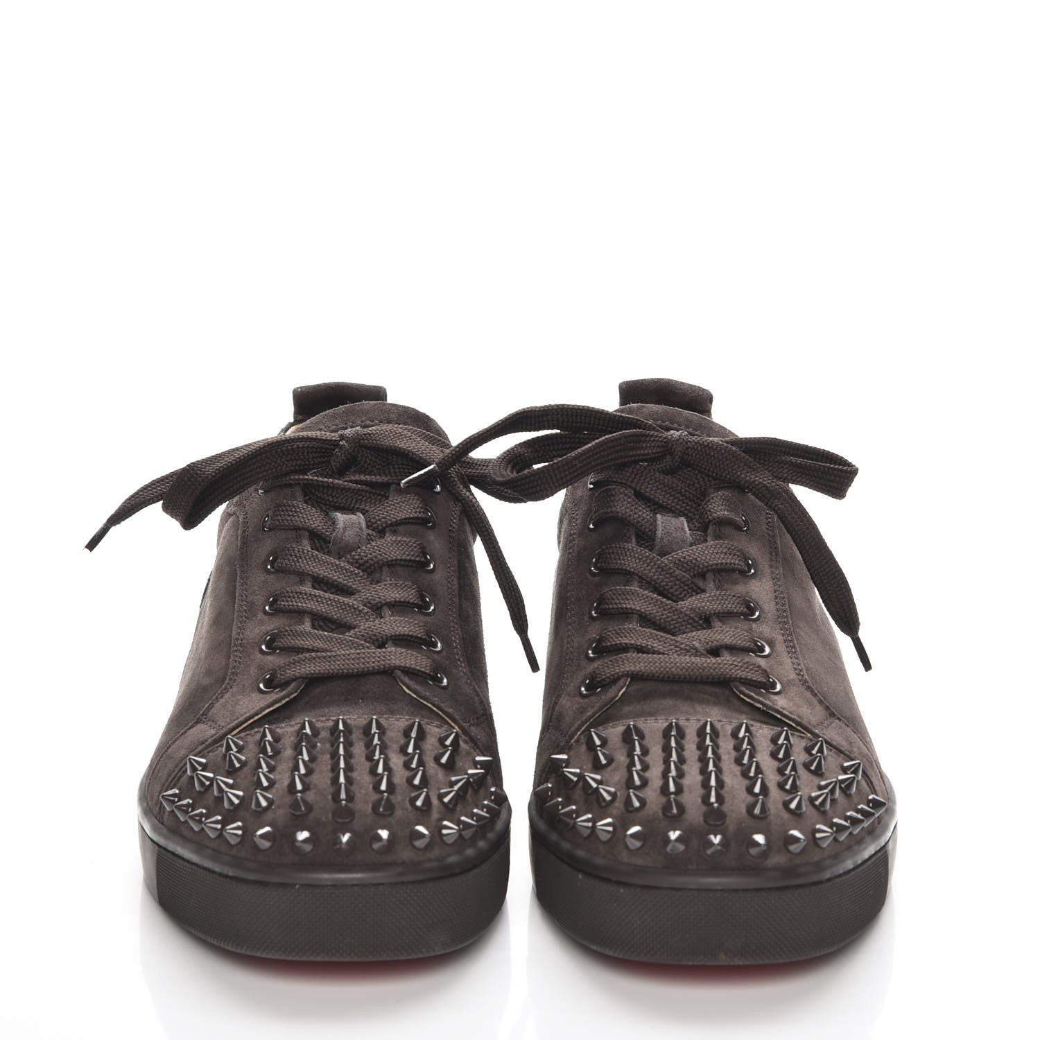 Christian Louboutin Suede Louis Junior Spikes Flat Sneakers 45 Taupe 2 of 10