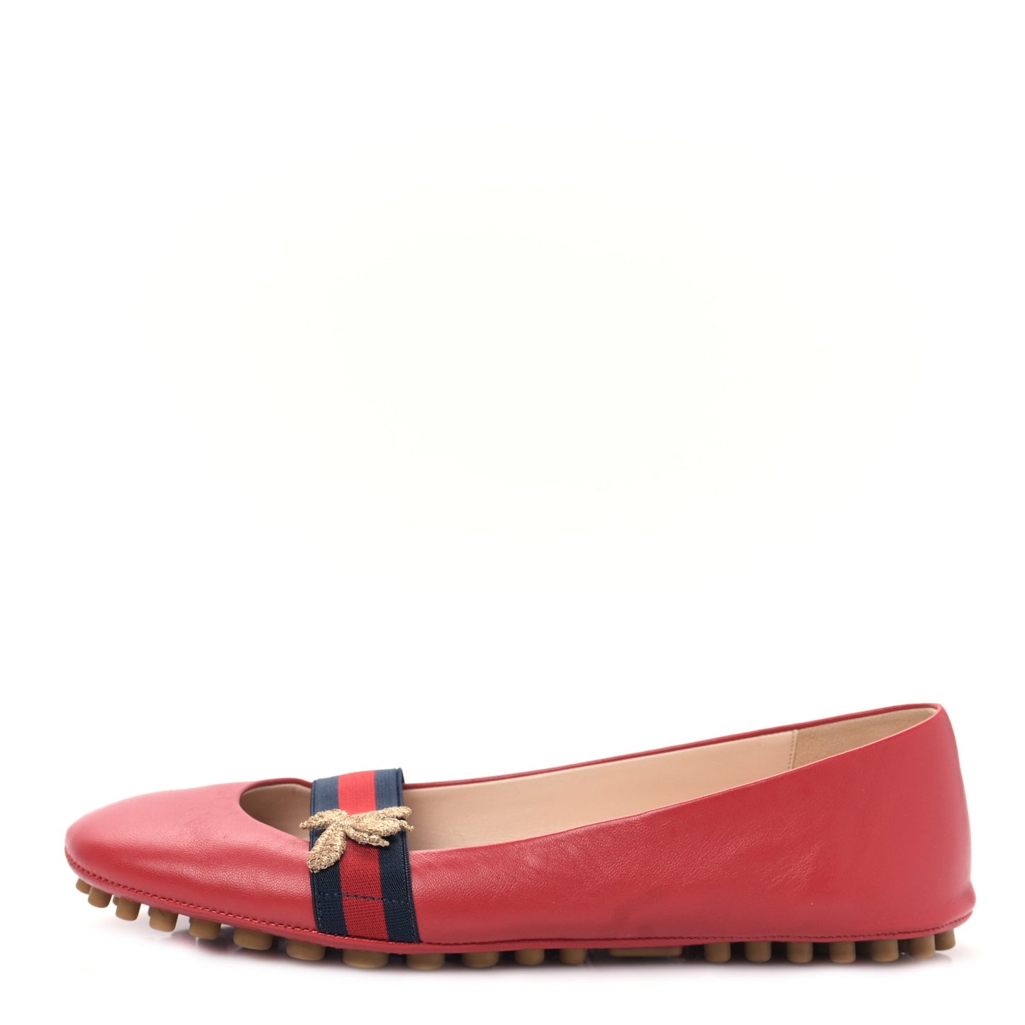 Calfskin Bayadere Bee Ballerina Flats 37 Hibiscus Red