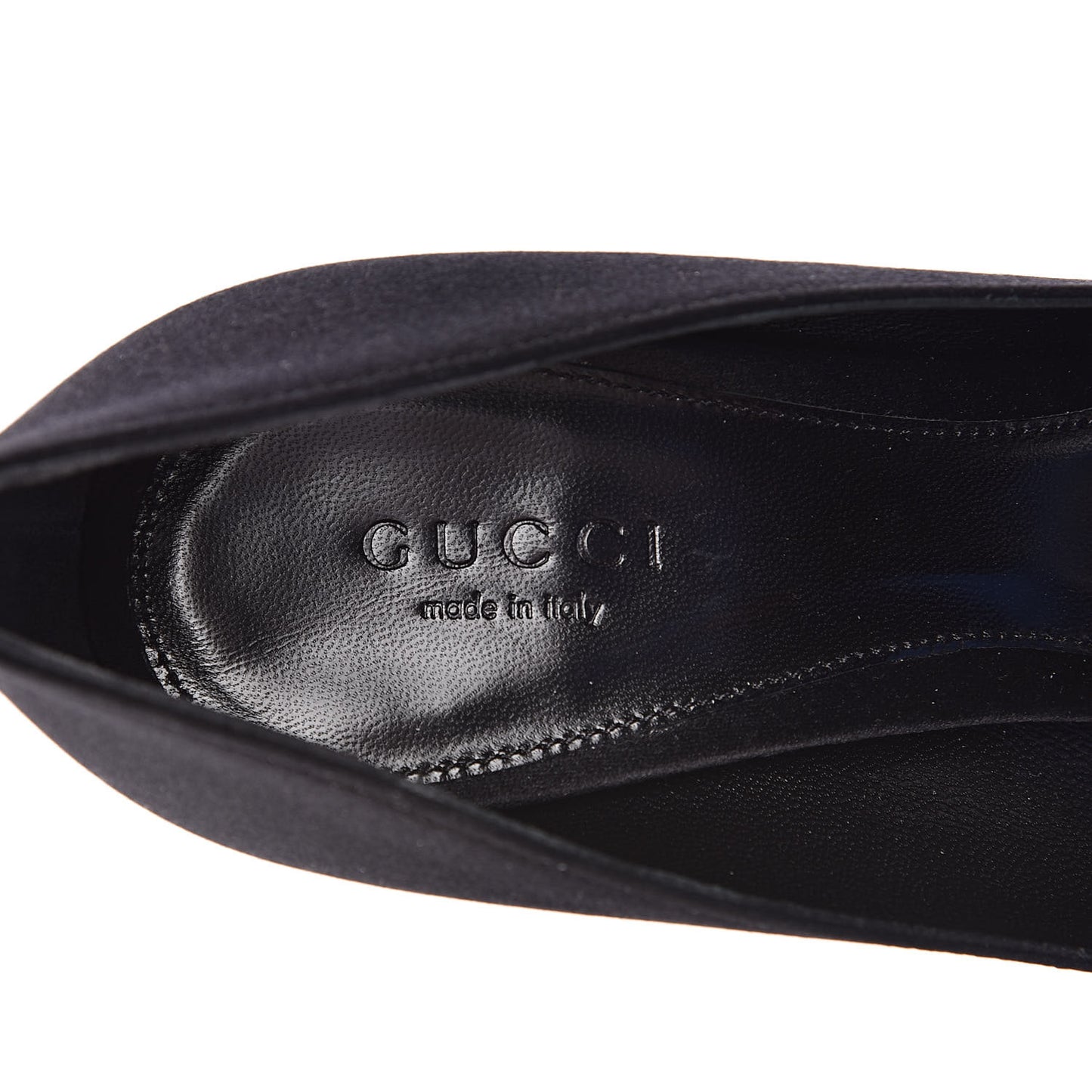Satin Crystal Peep Toe Pumps 36.5 Black