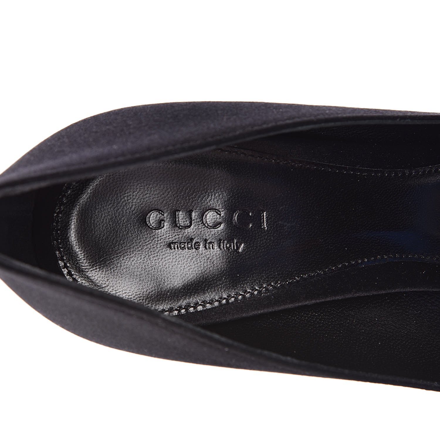 Gucci Satin Crystal Peep Toe Pumps 36.5 Black 8 of 10