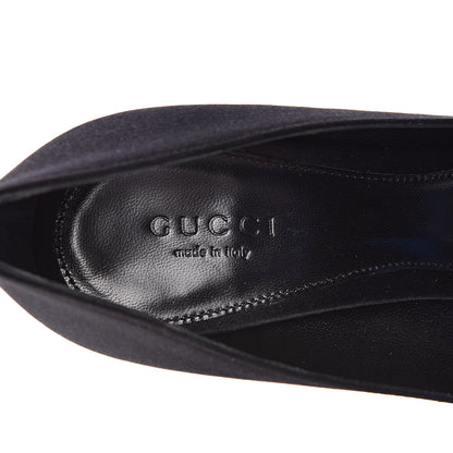 Gucci Satin Crystal Peep Toe Pumps 36.5 Black 8 of 10