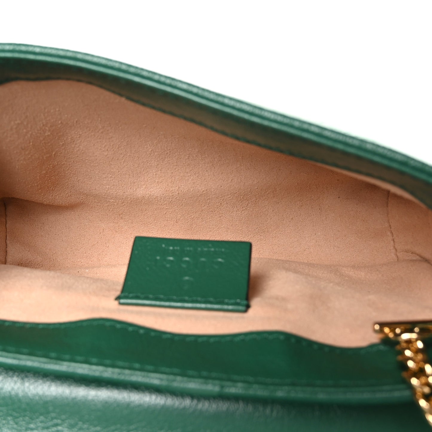 Azalea Calfskin Enamel Matelasse Diagonal Super Mini Torchon GG Marmont Shoulder Bag New Shamarock Emerald