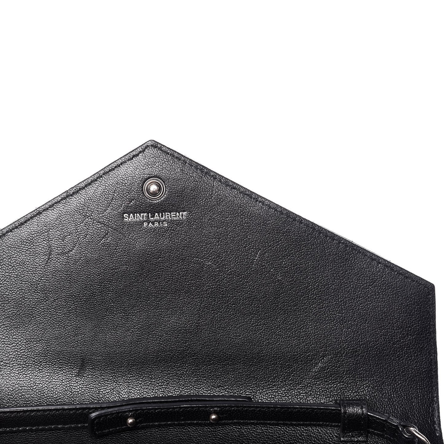 Sheepskin Tri-Quilt Monogram Envelope Chain Wallet Black