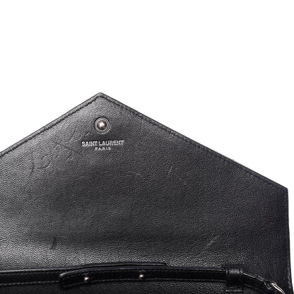 Saint Laurent Sheepskin Tri-Quilt Monogram Envelope Chain Wallet Black 10 of 11