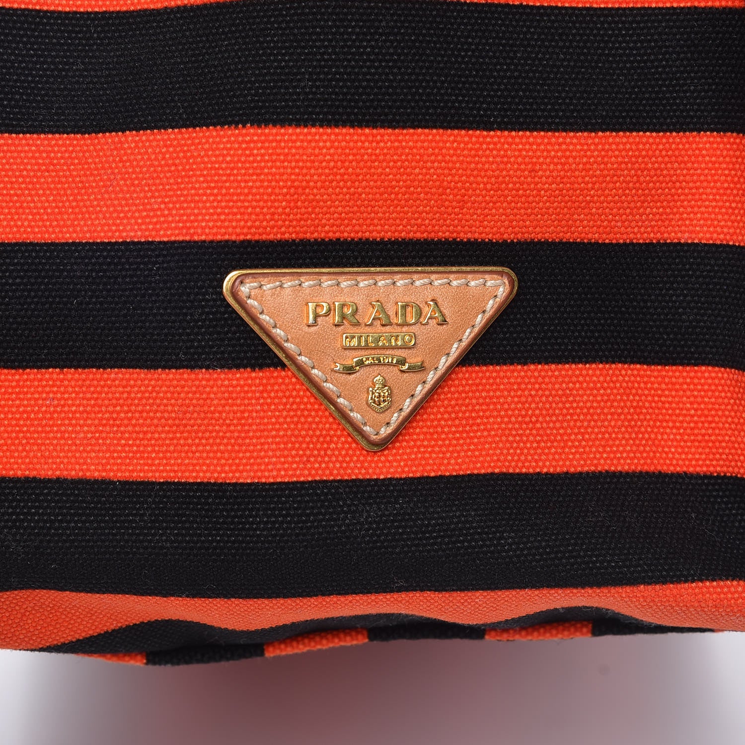 Prada Canapa Striped Tote Arancio 19 of 19