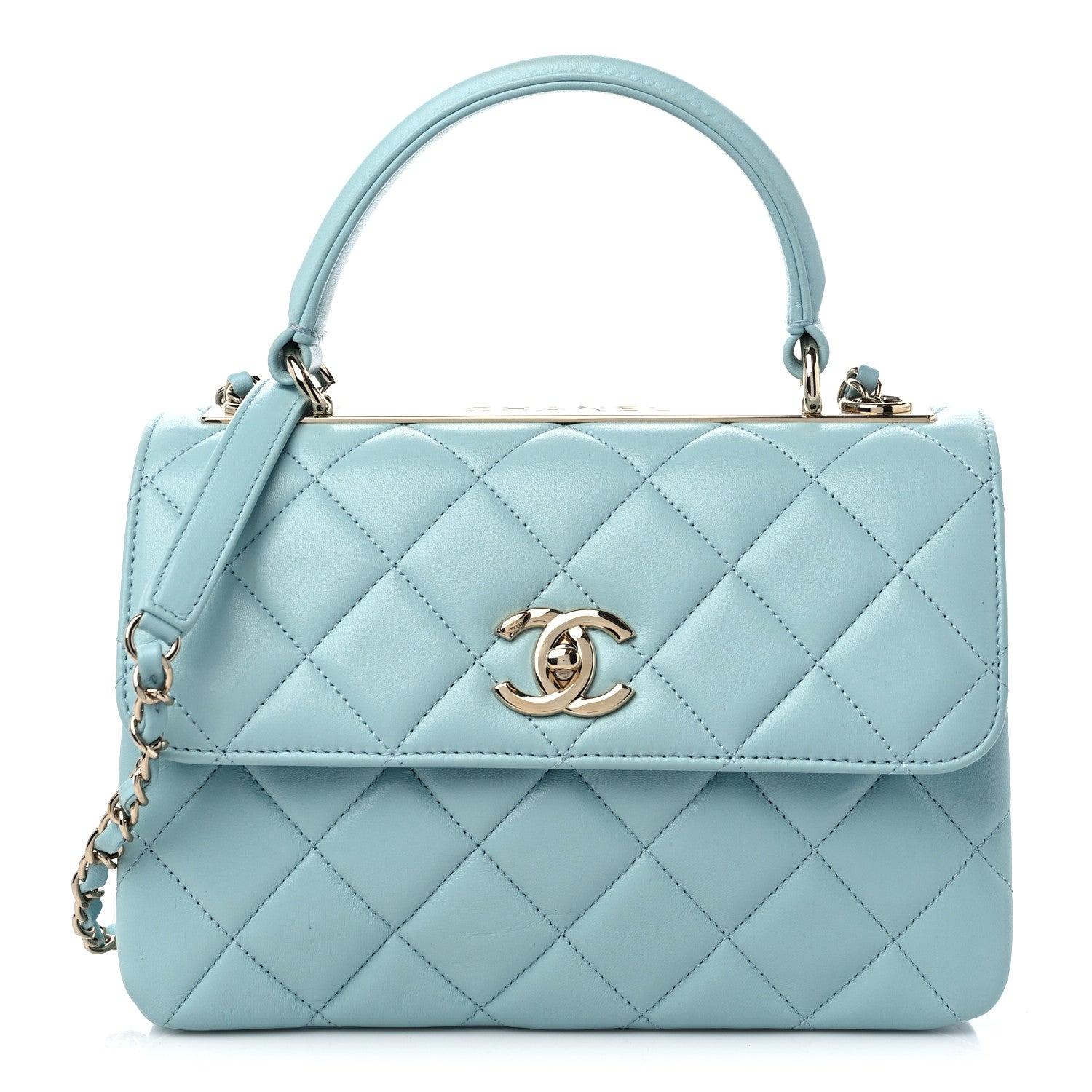 Chanel Lambskin Quilted Small Trendy CC Flap Dual Handle Bag Light Blue 1 of 9