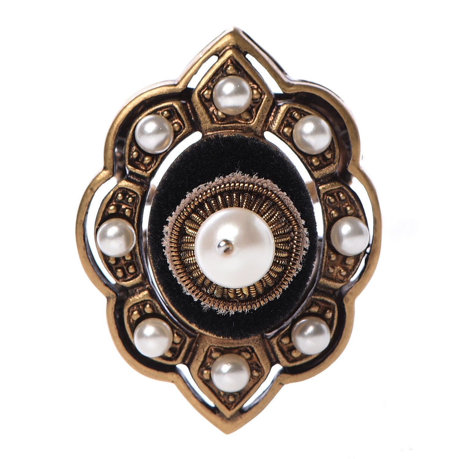 Gucci Metal Pearl Ring 6 Aged Gold 1 of 5