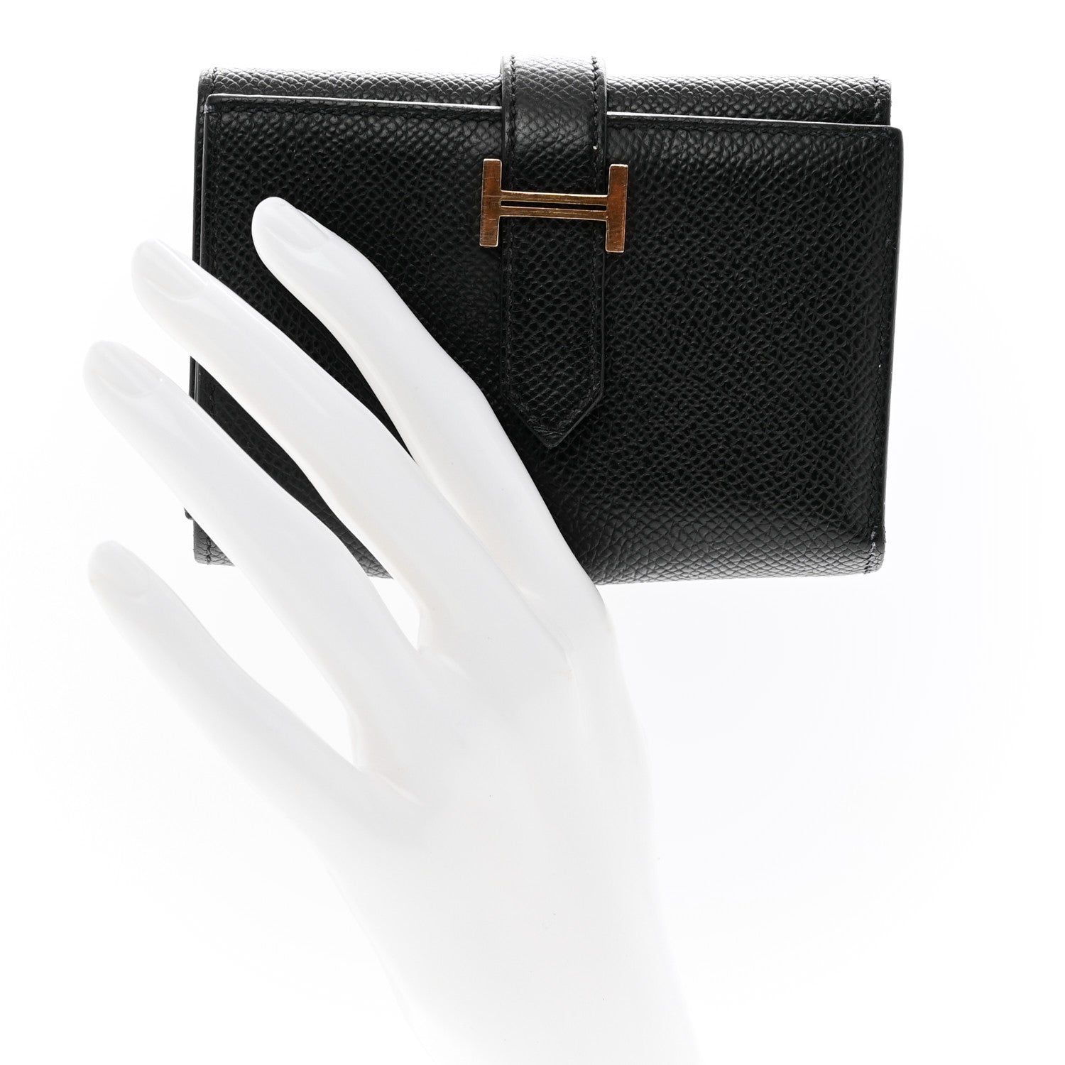 Hermes Epsom Tri-Fold Compact Bearn Wallet Black 2 of 7