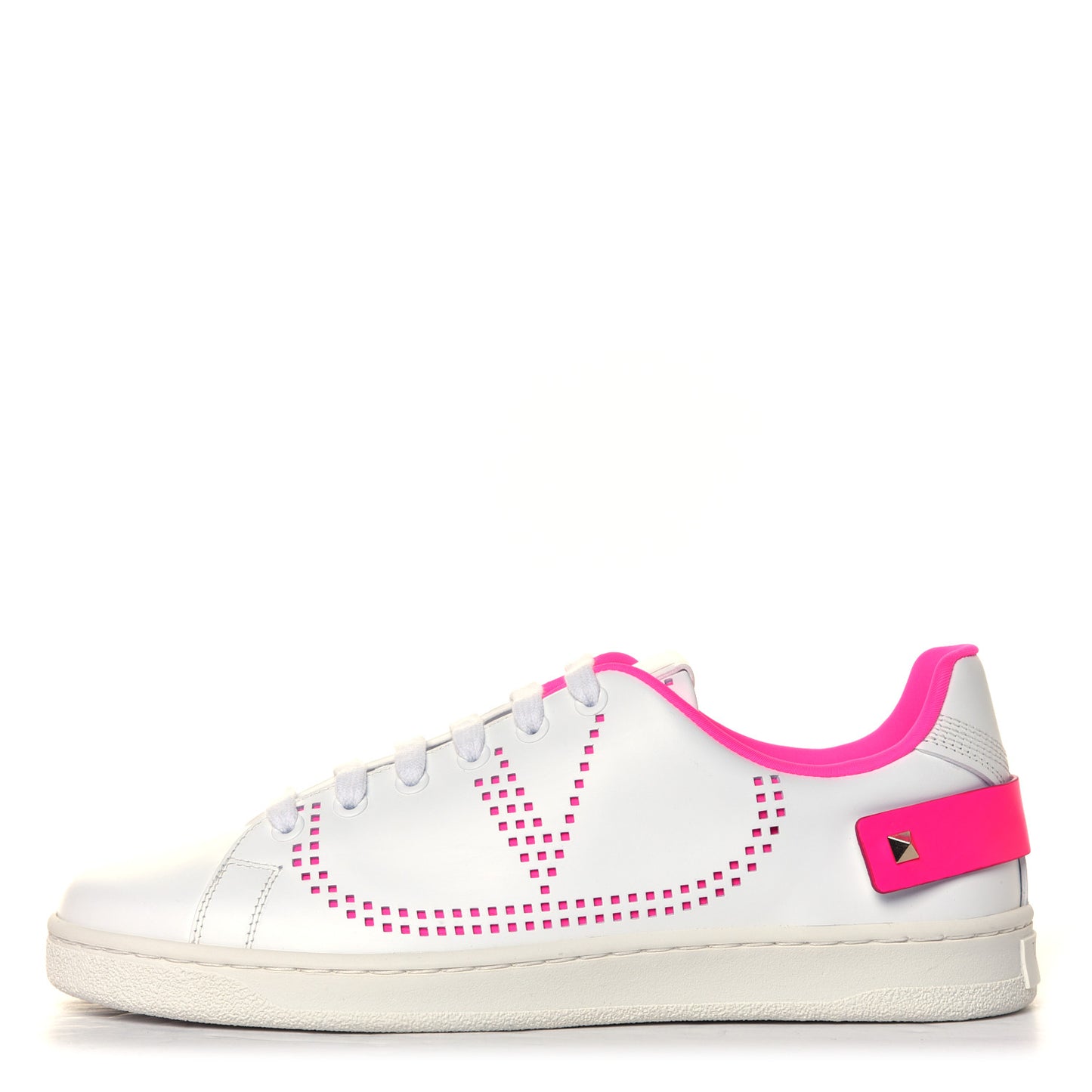 Calfskin Womens Backnet Sneakers 38.5 White Fuchsia