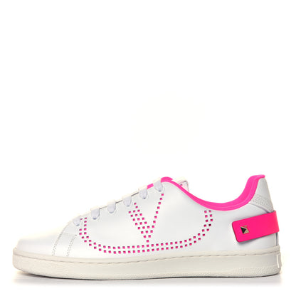 Valentino Garavani Calfskin Womens Backnet Sneakers 38.5 White Fuchsia 1 of 6