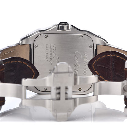Cartier Stainless Steel 18K Yellow Gold Alligator 38mm Santos 100 Automatic Watch Brown 6 of 8