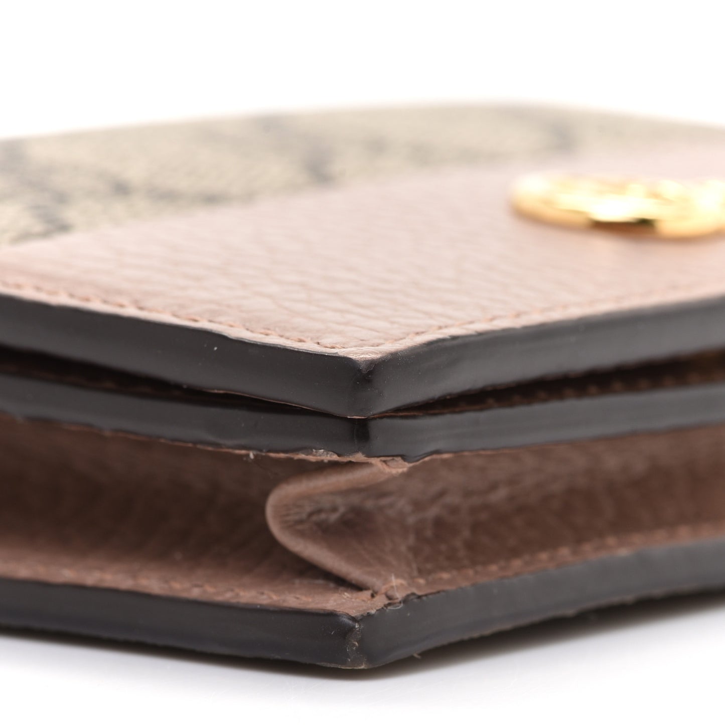 Dollar Calfskin GG Supreme Monogram GG Marmont Card Case Porcelain Rose Beige Ebony