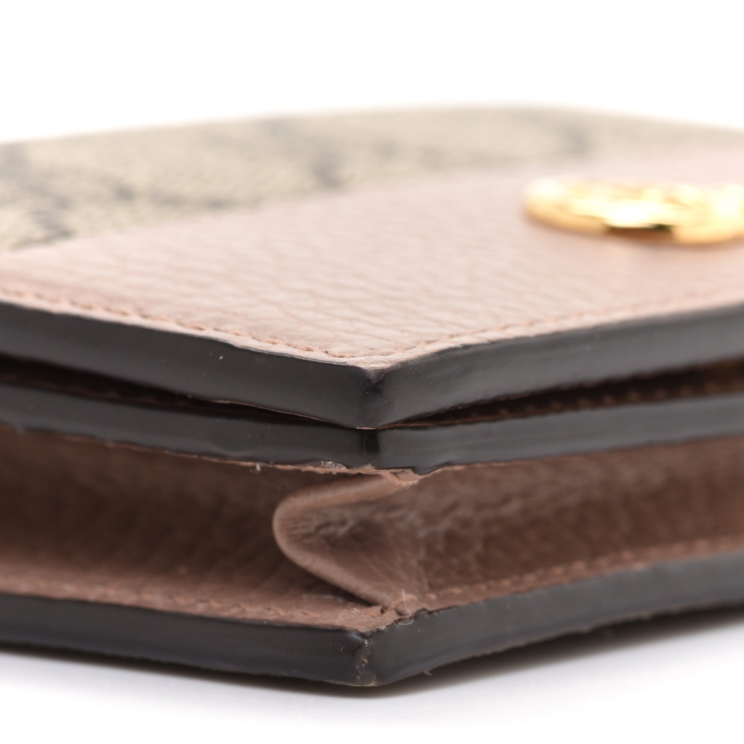 Gucci Dollar Calfskin GG Supreme Monogram GG Marmont Card Case Porcelain Rose Beige Ebony 8 of 10