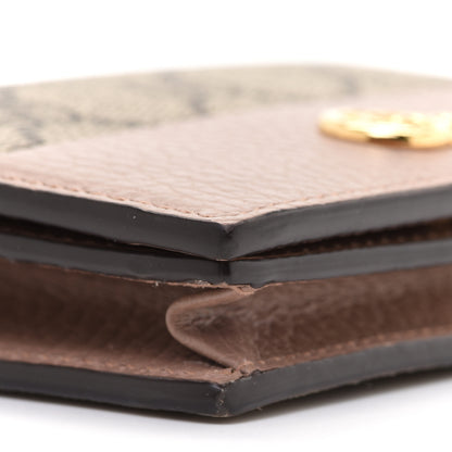 Gucci Dollar Calfskin GG Supreme Monogram GG Marmont Card Case Porcelain Rose Beige Ebony 8 of 10