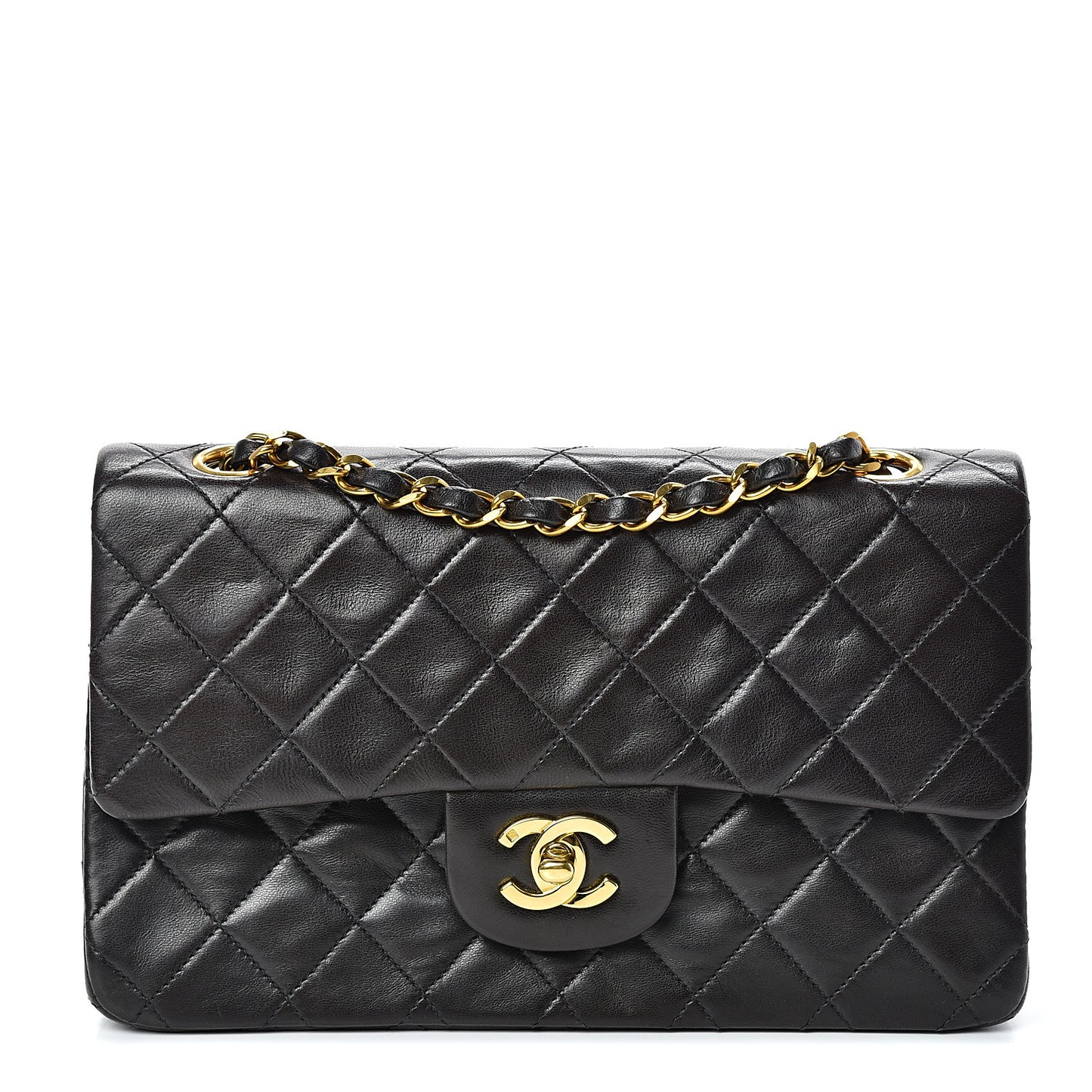 Lambskin Quilted Small Double Flap Black
