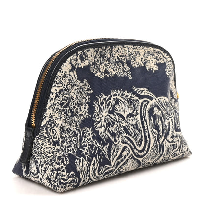Christian Dior Embroidered Toile De Jouy 30 Montaigne Cosmetic Pouch Blue 3 of 10
