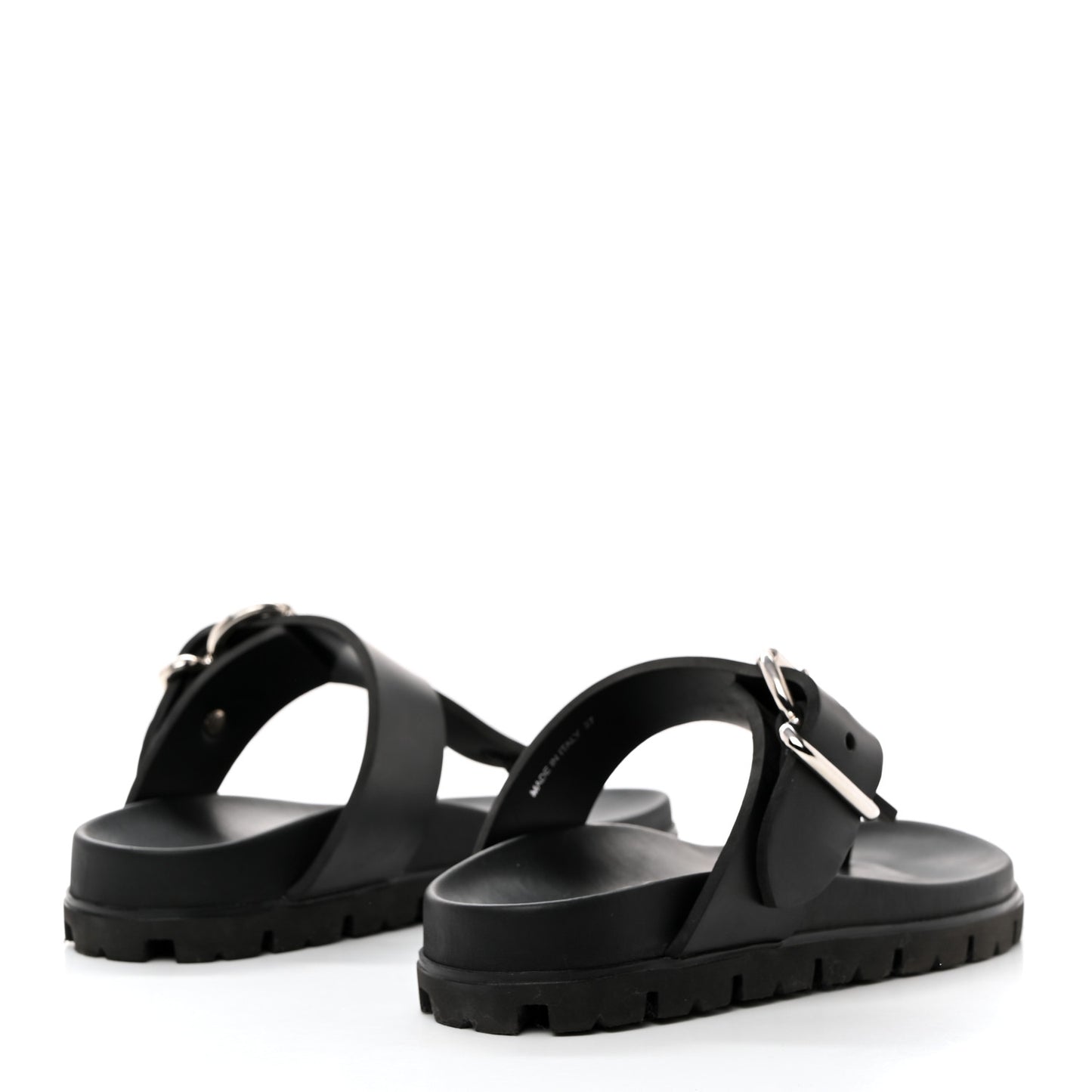 EVA Rubber Buckled Lug Sole 20mm Thong Sandals 37 Black