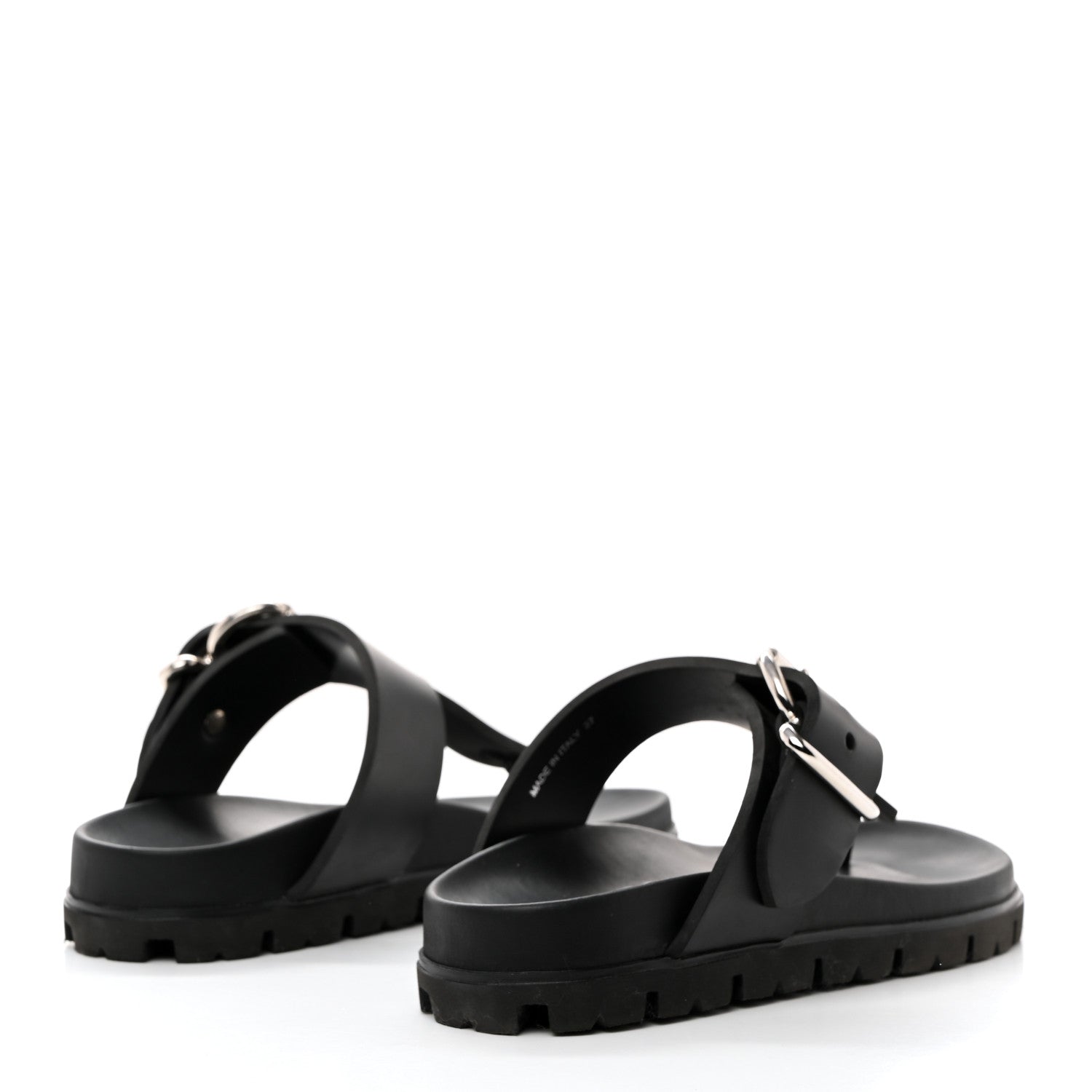 Prada EVA Rubber Buckled Lug Sole 20mm Thong Sandals 37 Black 4 of 9
