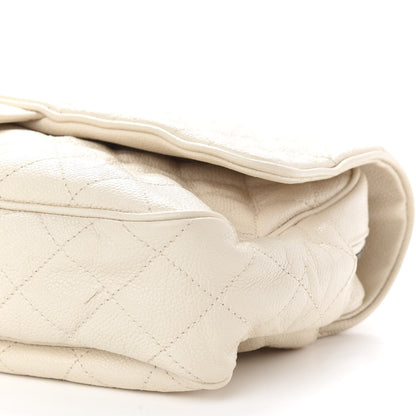 Chanel Crumpled Grained Calfskin Quilted Large Shiva Flap Dark White 9 of 9